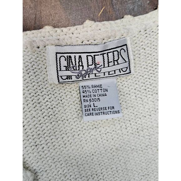 Gina Peter's Vintage 80's Knit Floral Sweater Vest Off White Size Large - Picture 6 of 8